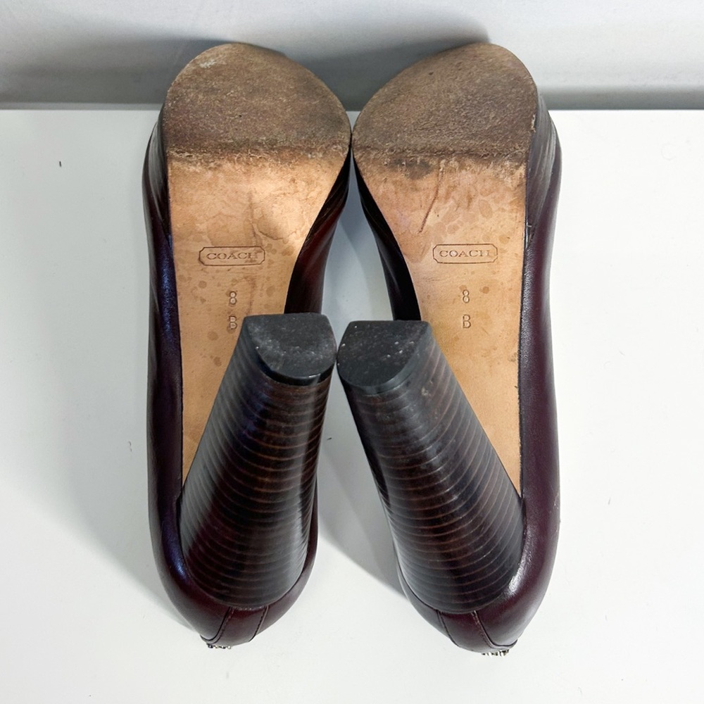 Coach Women’s Tonianne Burgundy Smooth Leather Pumps High Heels Size 8B - Picture 8 of 9